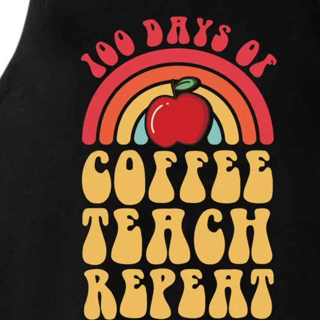 Groovy 100 Days Of Coffee Teach Repeat Retro Gift Ladies Tri-Blend Wicking Tank