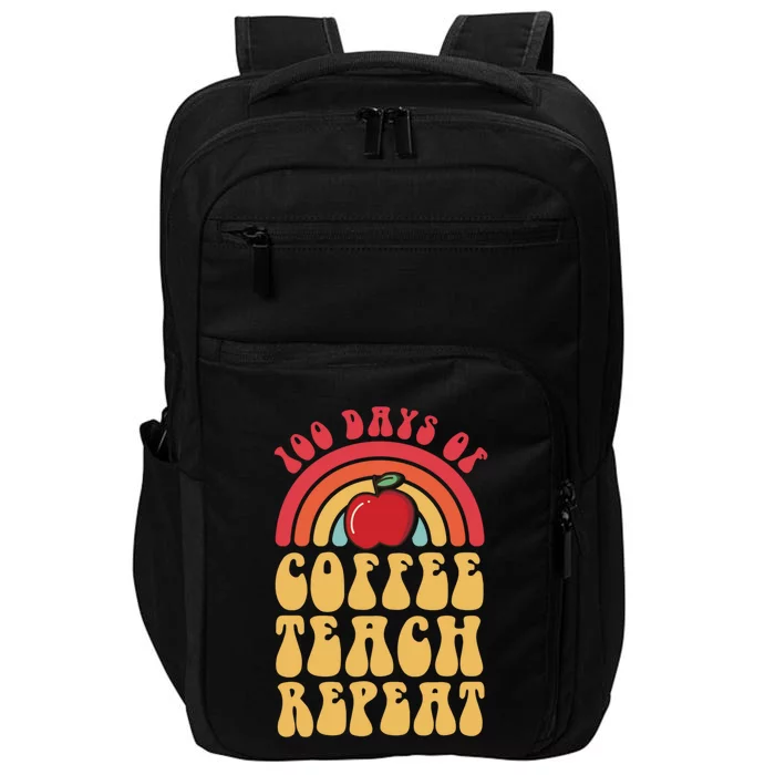 Groovy 100 Days Of Coffee Teach Repeat Retro Gift Impact Tech Backpack