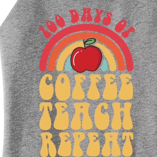 Groovy 100 Days Of Coffee Teach Repeat Retro Gift Women’s Perfect Tri Rocker Tank