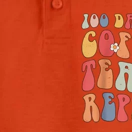 Groovy 100 Days Of Coffee Teach Repeat Retro Cool Gift Dry Zone Grid Performance Polo