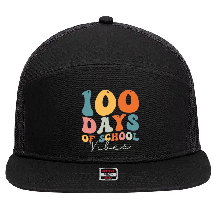 Groovy 100 Days Of School Vibes Teacher 7 Panel Mesh Trucker Snapback Hat