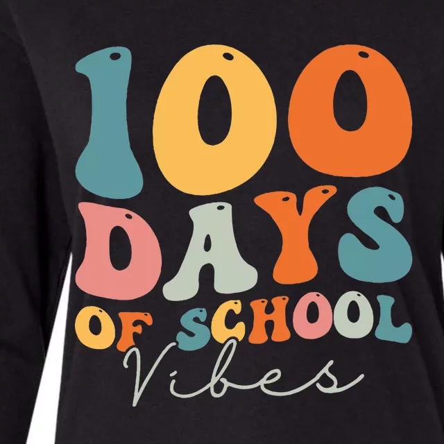 Groovy 100 Days Of School Vibes Teacher Womens Cotton Relaxed Long Sleeve T-Shirt