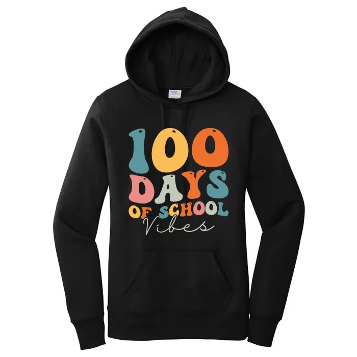 Groovy 100 Days Of School Vibes Teacher Women's Pullover Hoodie