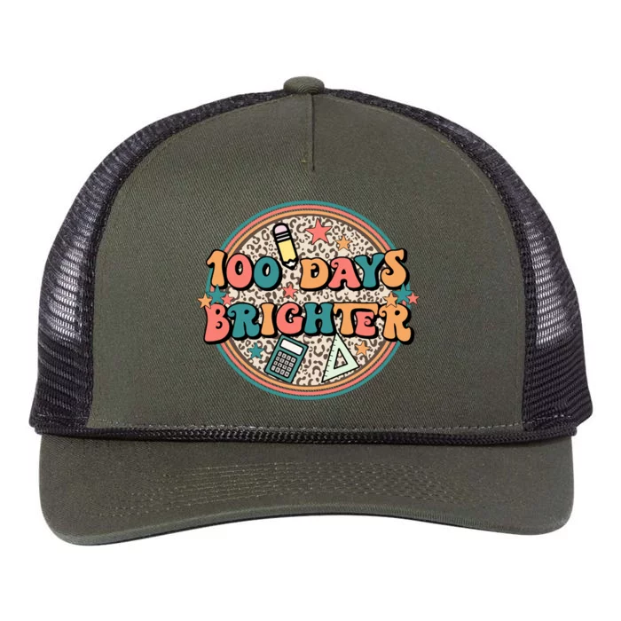 Groovy 100 Days Of School Retro Teacher 100 Days Brighter Gift Retro Rope Trucker Hat Cap