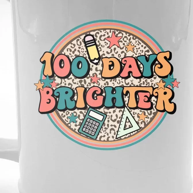 Groovy 100 Days Of School Retro Teacher 100 Days Brighter Gift Front & Back Beer Stein