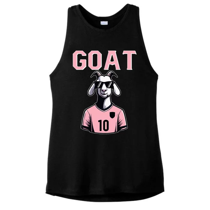 Goat 10 For Women Funny Soccer Ladies Tri-Blend Wicking Tank