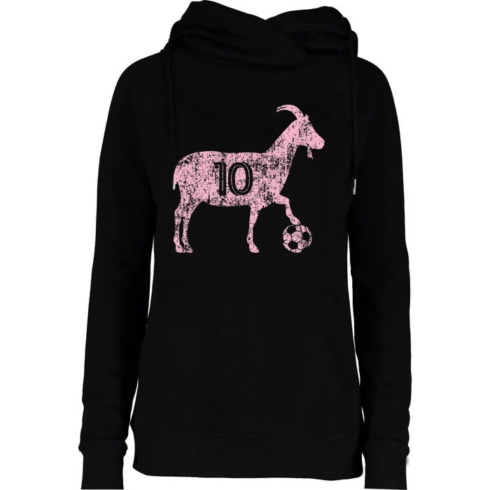 Goat 10 Funny Soccer Womens Funnel Neck Pullover Hood