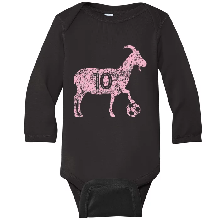 Goat 10 Funny Soccer Baby Long Sleeve Bodysuit