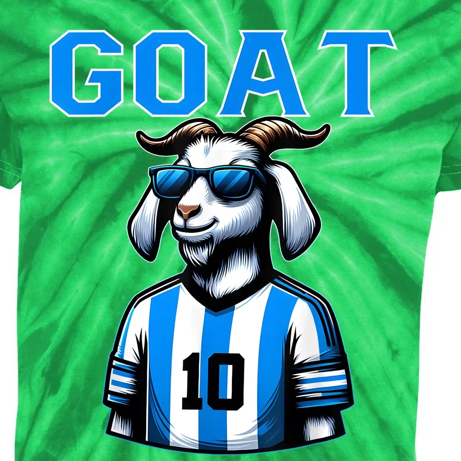 Goat 10 Funny Soccer Kids Tie-Dye T-Shirt