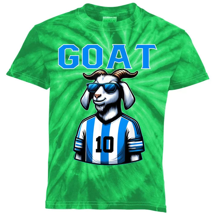 Goat 10 Funny Soccer Kids Tie-Dye T-Shirt