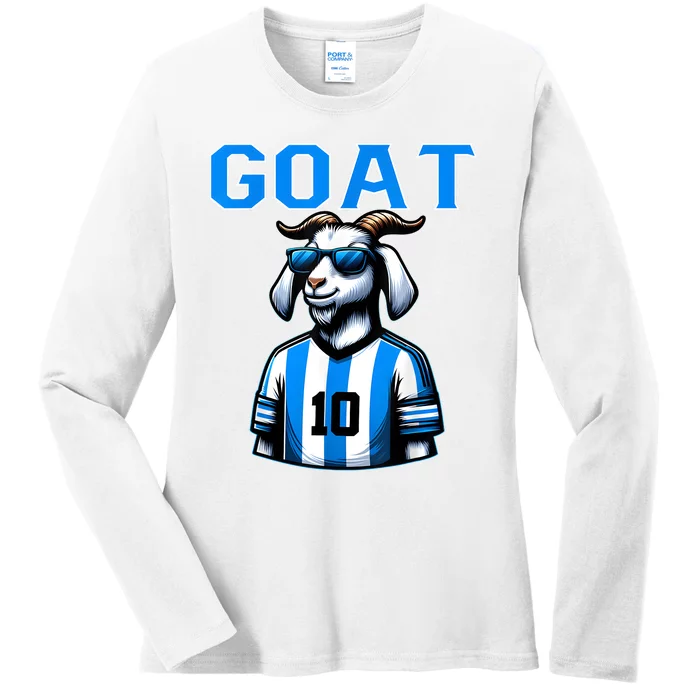 Goat 10 Funny Soccer Ladies Long Sleeve Shirt