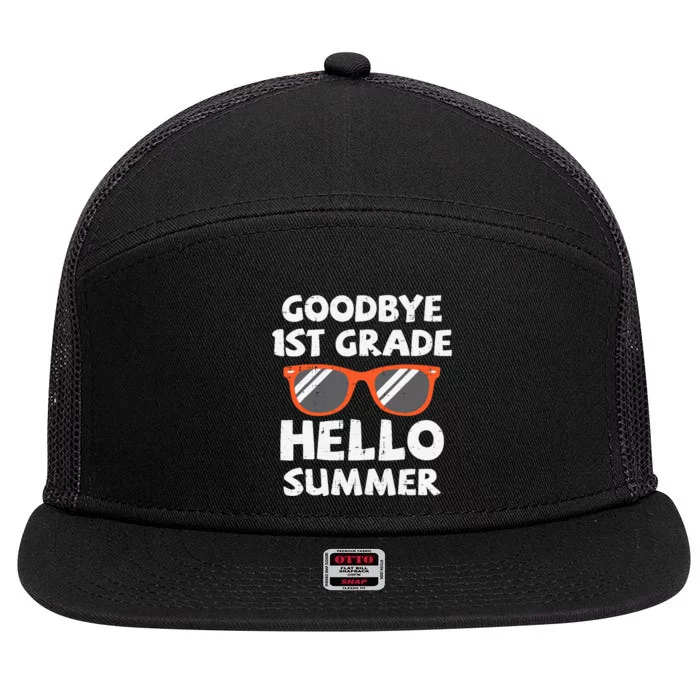 Goodbye 1st Grade Hello Summer Last Day Of School Boy 7 Panel Mesh Trucker Snapback Hat