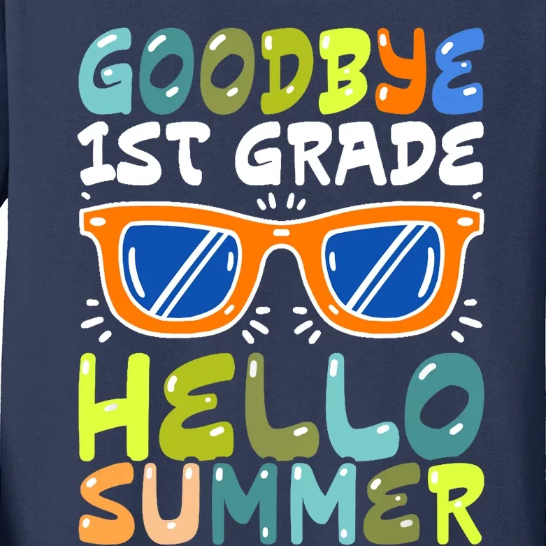 Goodbye 1st Grade Hello Summer Last Day Of School Boy Kids Long Sleeve Shirt