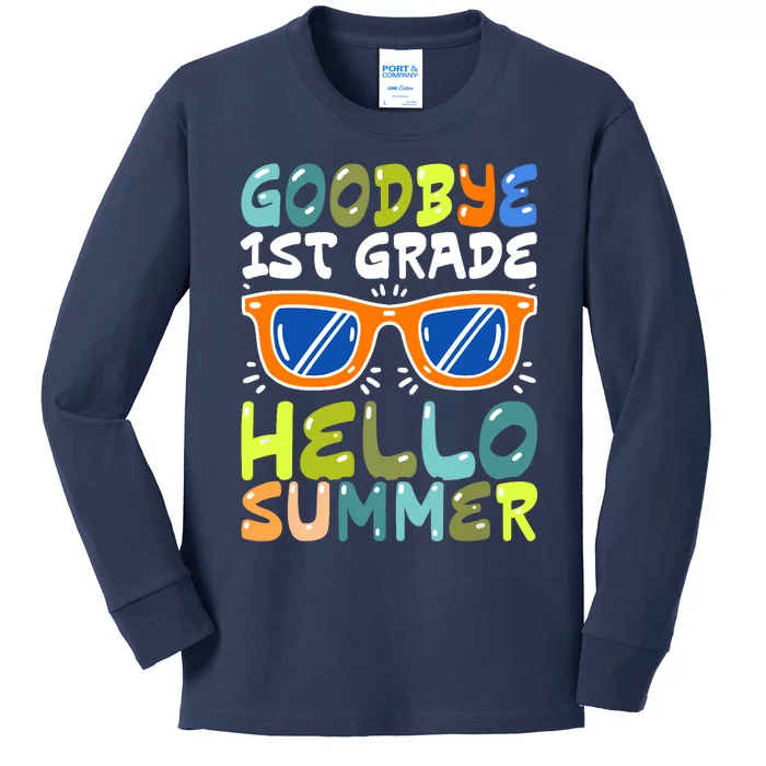 Goodbye 1st Grade Hello Summer Last Day Of School Boy Kids Long Sleeve Shirt