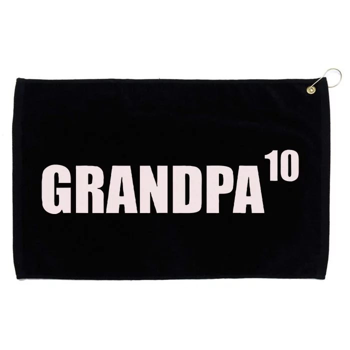 Grandpa 10 Grandkids 10th Time Cubed Grandpa Of Ten Grommeted Golf Towel