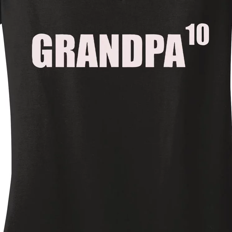 Grandpa 10 Grandkids 10th Time Cubed Grandpa Of Ten Women's V-Neck T-Shirt