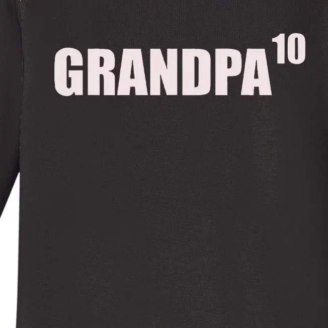 Grandpa 10 Grandkids 10th Time Cubed Grandpa Of Ten Baby Long Sleeve Bodysuit