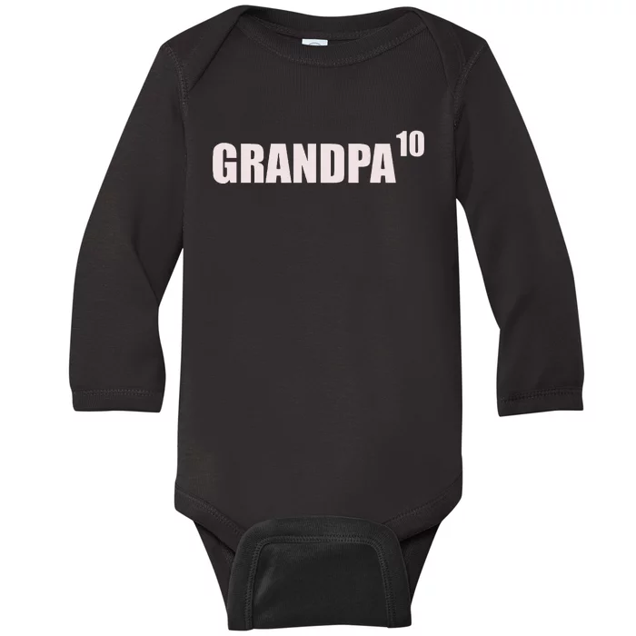 Grandpa 10 Grandkids 10th Time Cubed Grandpa Of Ten Baby Long Sleeve Bodysuit