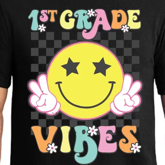 Girl 1st Grade Vibes Smile Face Back To School First Grade Pajama Set