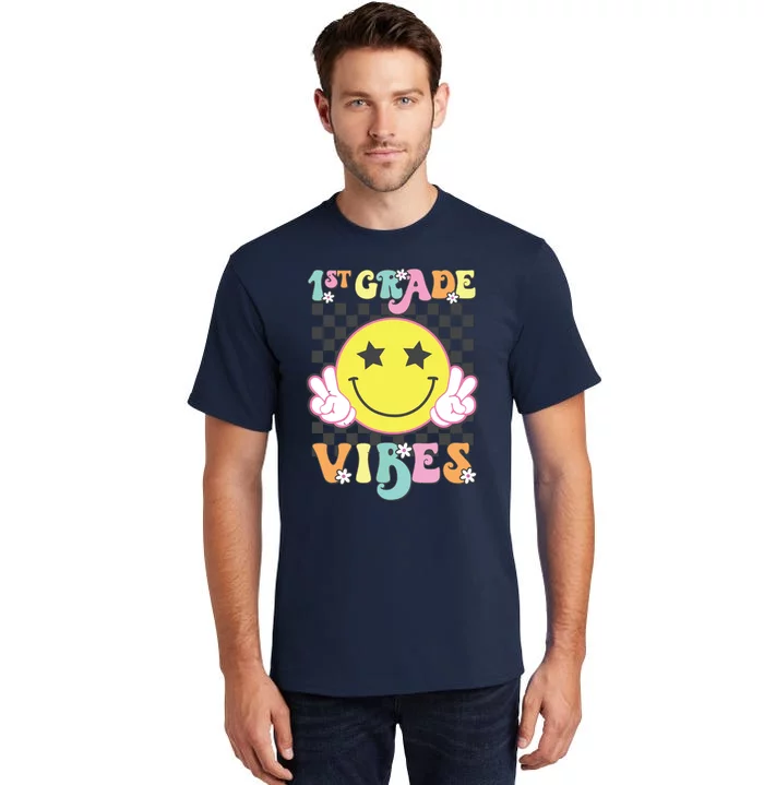 Girl 1st Grade Vibes Smile Face Back To School First Grade Tall T-Shirt