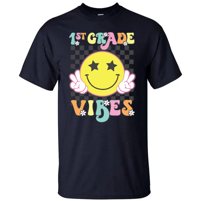 Girl 1st Grade Vibes Smile Face Back To School First Grade Tall T-Shirt