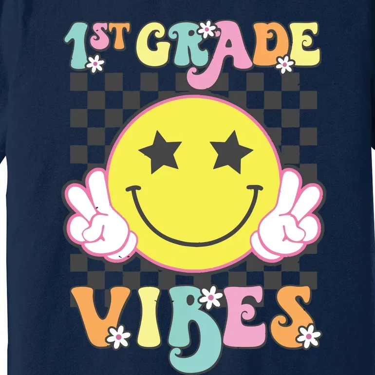 Girl 1st Grade Vibes Smile Face Back To School First Grade Premium T-Shirt