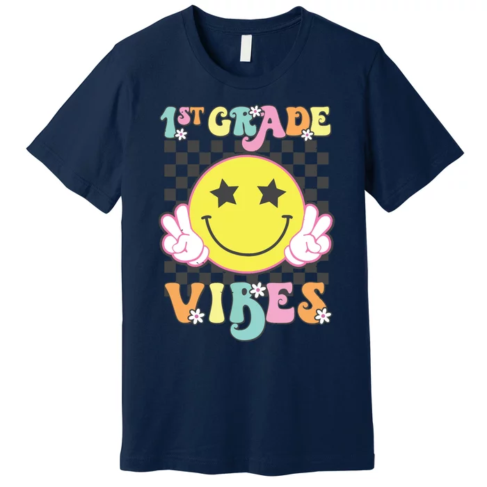 Girl 1st Grade Vibes Smile Face Back To School First Grade Premium T-Shirt