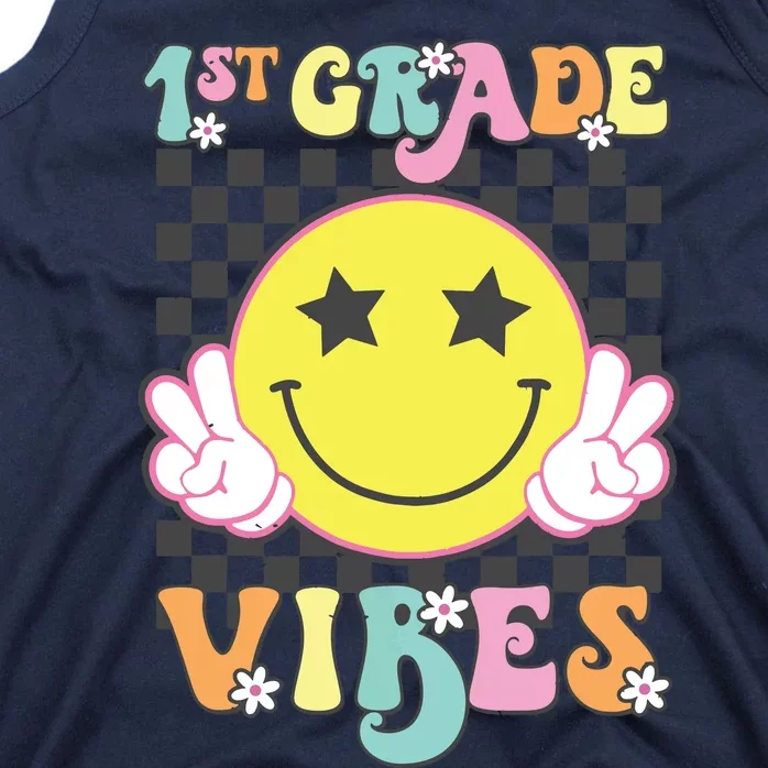 Girl 1st Grade Vibes Smile Face Back To School First Grade Tank Top