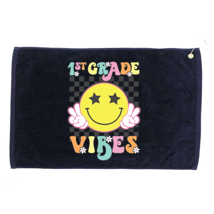 Girl 1st Grade Vibes Smile Face Back To School First Grade Grommeted Golf Towel