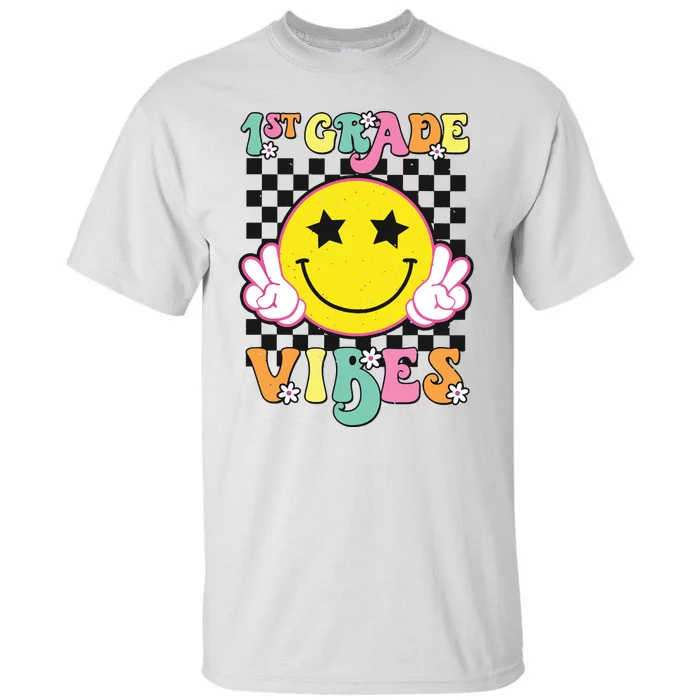 Girl 1st Grade Vibes Smile Face Back To School First Grade Tall T-Shirt