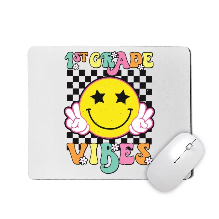 Girl 1st Grade Vibes Smile Face Back To School First Grade Mousepad