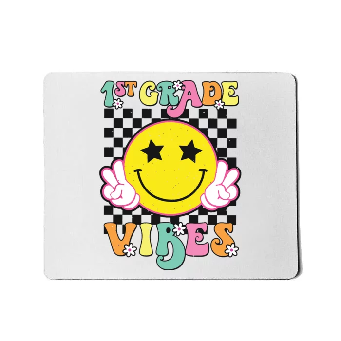 Girl 1st Grade Vibes Smile Face Back To School First Grade Mousepad