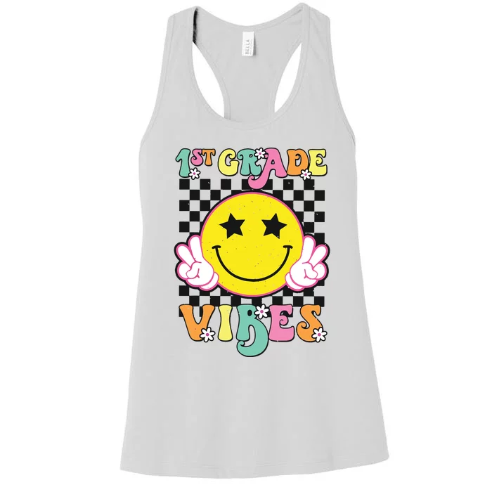 Girl 1st Grade Vibes Smile Face Back To School First Grade Women's Racerback Tank