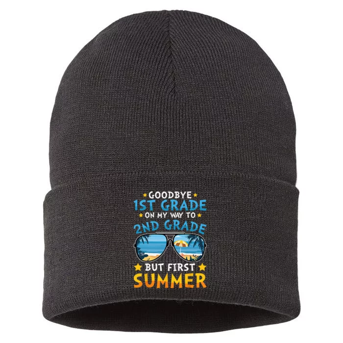 Goodbye 1st Grade Graduation To 2nd Grade Hello Summer Sustainable Knit Beanie