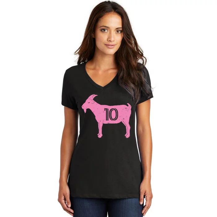 Goat 10 Miami Soccer Women's V-Neck T-Shirt