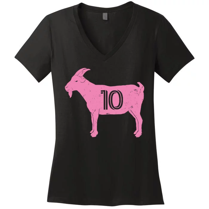 Goat 10 Miami Soccer Women's V-Neck T-Shirt