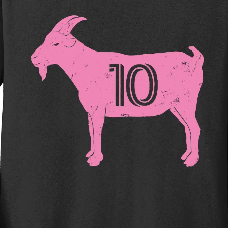 Goat 10 Miami Soccer Kids Long Sleeve Shirt