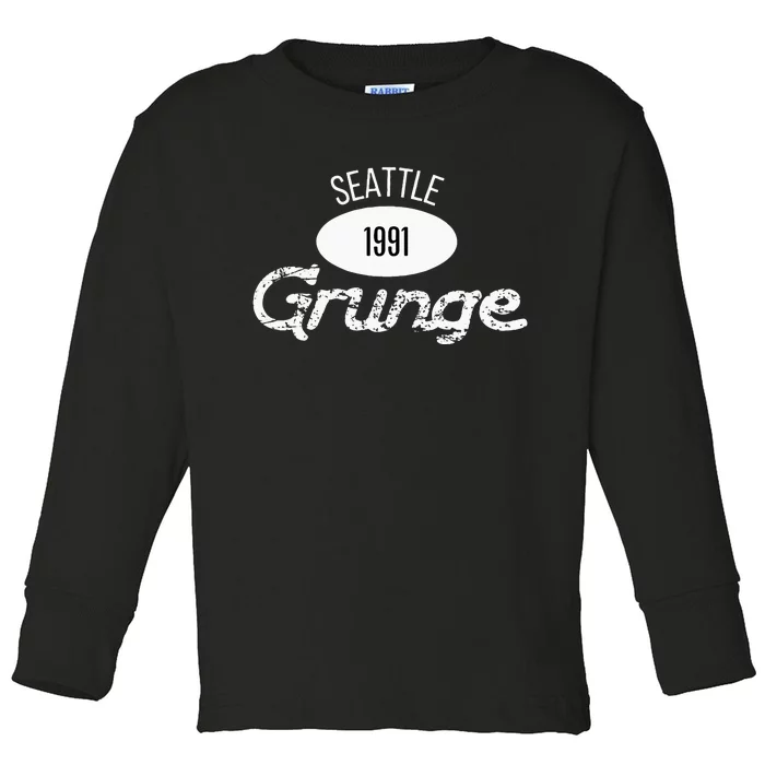 Grunge 1991 Seattle 90s Music Retro Rock Music Gen X Toddler Long Sleeve Shirt