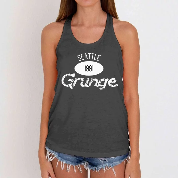 Grunge 1991 Seattle 90s Music Retro Rock Music Gen X Women's Knotted Racerback Tank