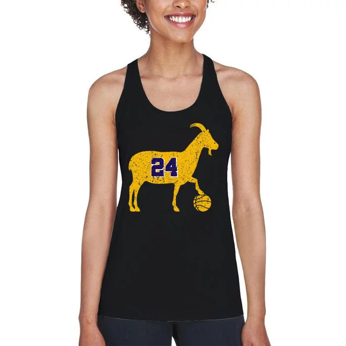 Goat 24 Funny La Basketball Women's Racerback Tank