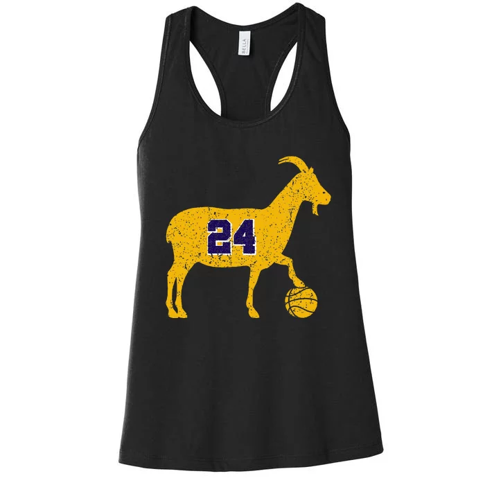 Goat 24 Funny La Basketball Women's Racerback Tank