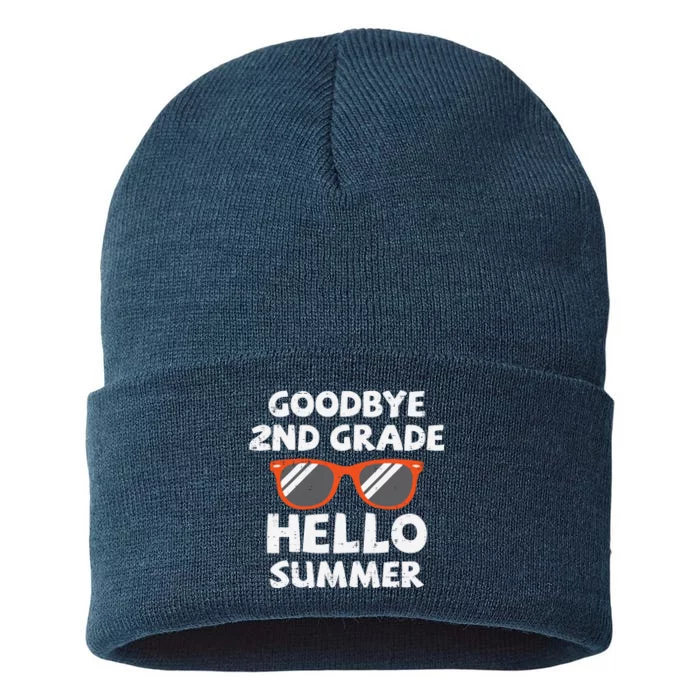 Goodbye 2nd Grade Hello Summer Sunglasses Last Day Of School Sustainable Knit Beanie