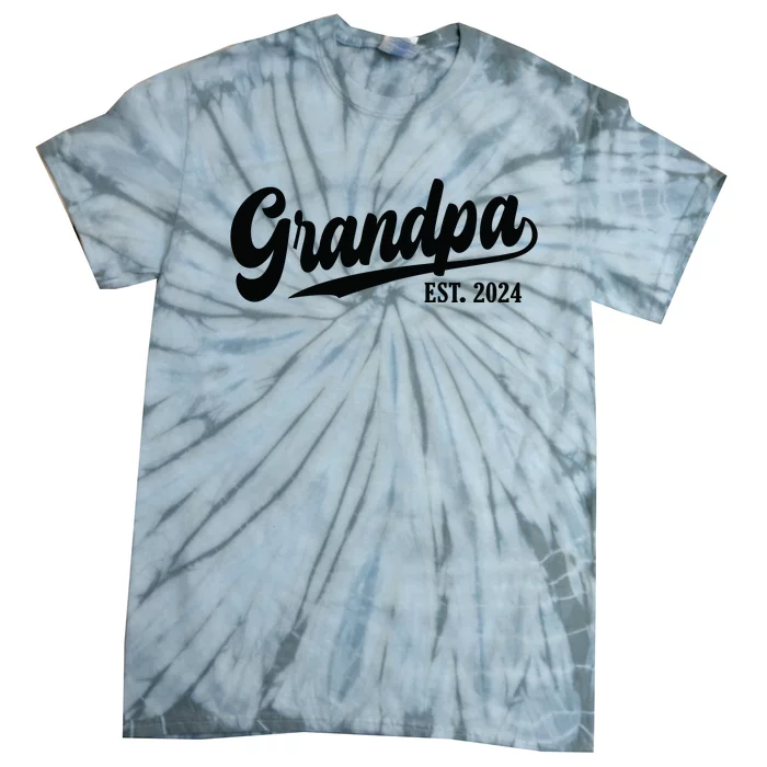 Grandpa 2024 Grandfather Est. 2024 Grandpa Est 2024 Tie-Dye T-Shirt