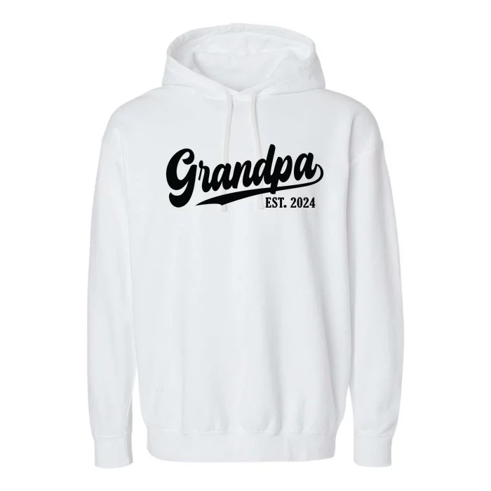 Grandpa 2024 Grandfather Est. 2024 Grandpa Est 2024 Garment-Dyed Fleece Hoodie