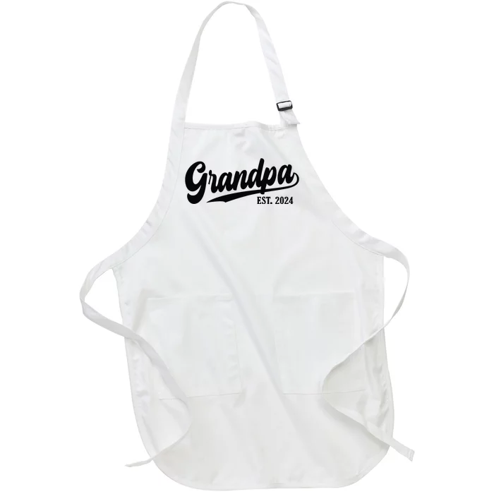 Grandpa 2024 Grandfather Est. 2024 Grandpa Est 2024 Full-Length Apron With Pocket