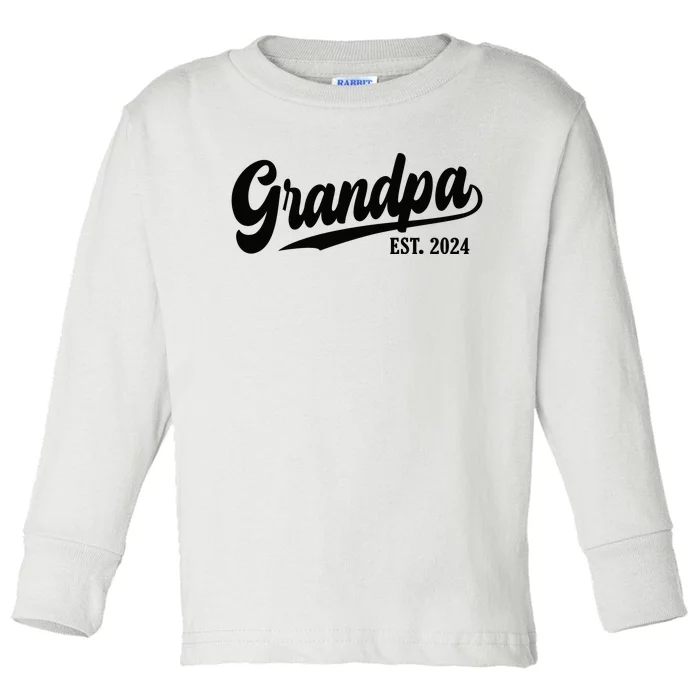 Grandpa 2024 Grandfather Est. 2024 Grandpa Est 2024 Toddler Long Sleeve Shirt