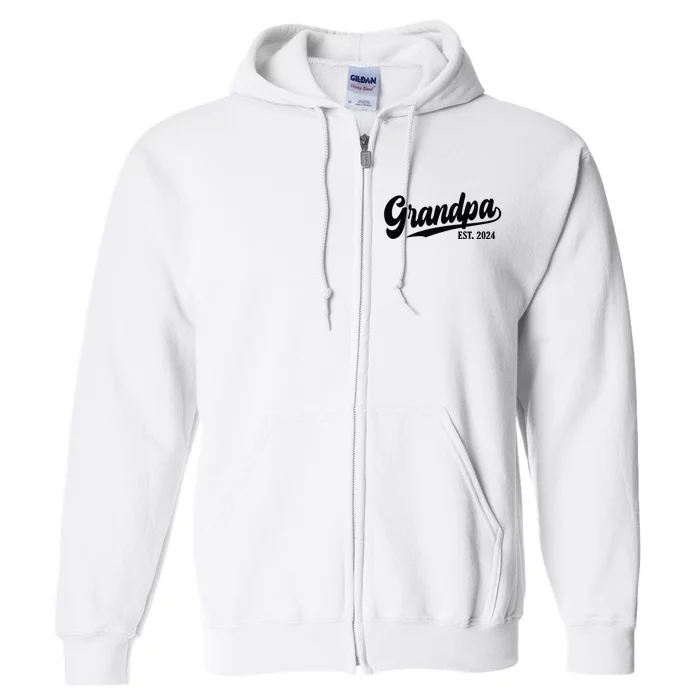 Grandpa 2024 Grandfather Est. 2024 Grandpa Est 2024 Full Zip Hoodie