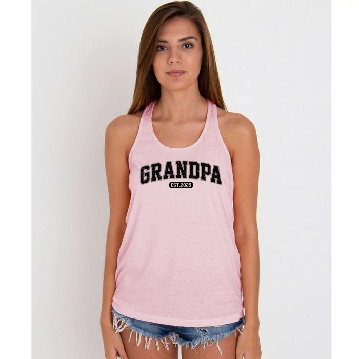 Grandpa 2025 Grandfather Est. 2025 Grandpa Est 2025 Women's Knotted Racerback Tank