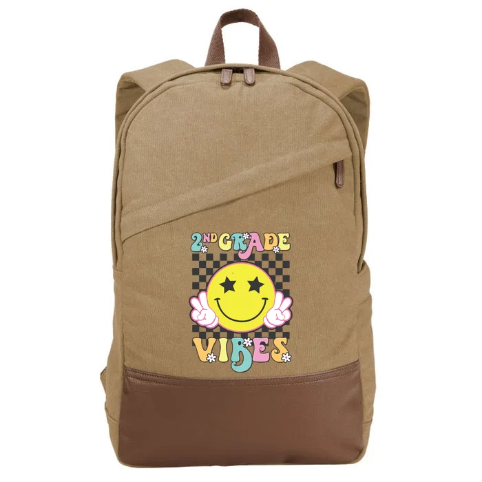 Girl 2nd Grade Vibes Smile Face Back To School Second Grade Cotton Canvas Backpack