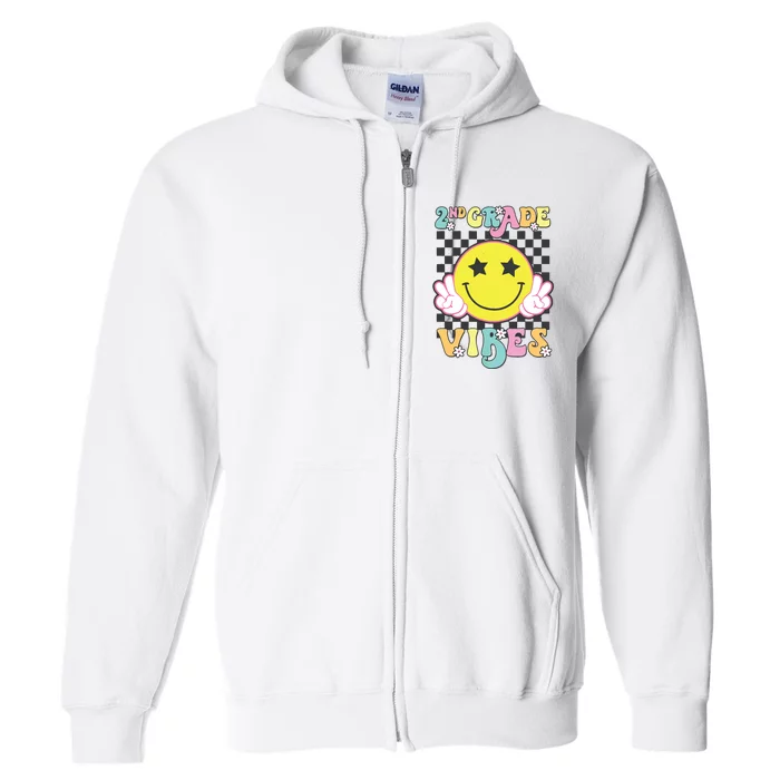 Girl 2nd Grade Vibes Smile Face Back To School Second Grade Full Zip Hoodie